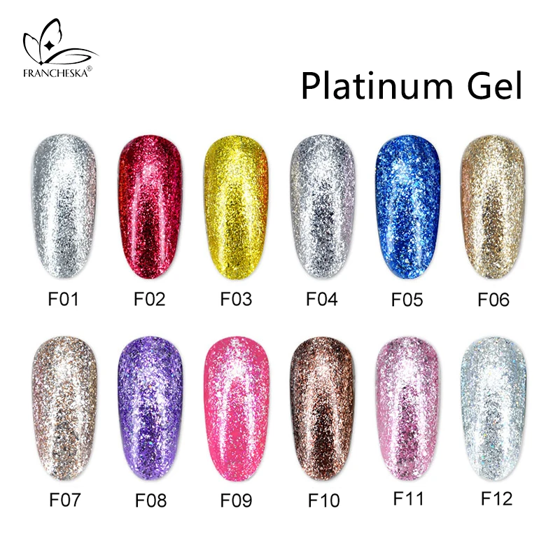 Франческа Платиновые блестки гель nagellak tirnak oje гель лак nagels spulletjes gellac nagels uv led gelnagellack смывка для лака