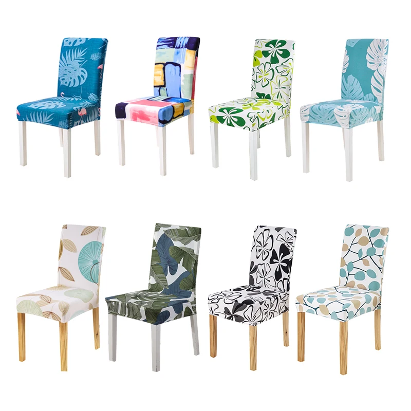 Flower Plant Chair Cover Spandex for Dining Room Stretch Chair Slipcover for Party Banquet Wedding Restaurant 1PC Washable