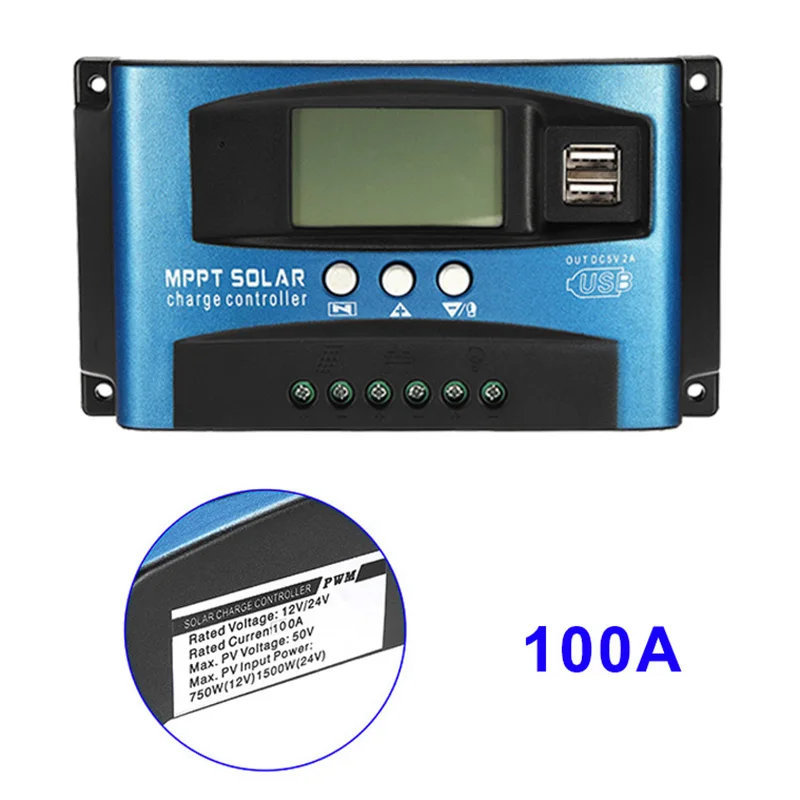 Новый 40A-100A регулятор MPPT солнечной панели Контроллер заряда 12V/24V Авто фокус