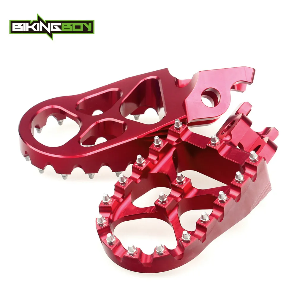Red BIKINGBOY MX подножки педали для Kawasaki KX250F 06-18 KX450F 2007- KXF 250 KX-F 450 17 16 15 14 13 12 11 10 - Цвет: Red