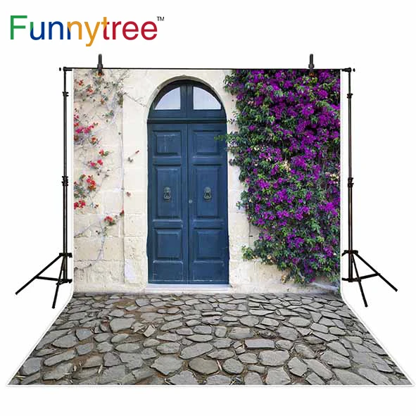Фоны funnytree для фотостудии старая дверь цветы Винтаж каменная дорога
