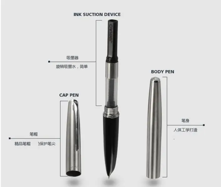 Jinhao дополнительный тонкий наконечник 0,38 мм авторучка для мелочи Роскошные Металлические чернильные ручки Офисные принадлежности Школьные принадлежности подарок на день рождения
