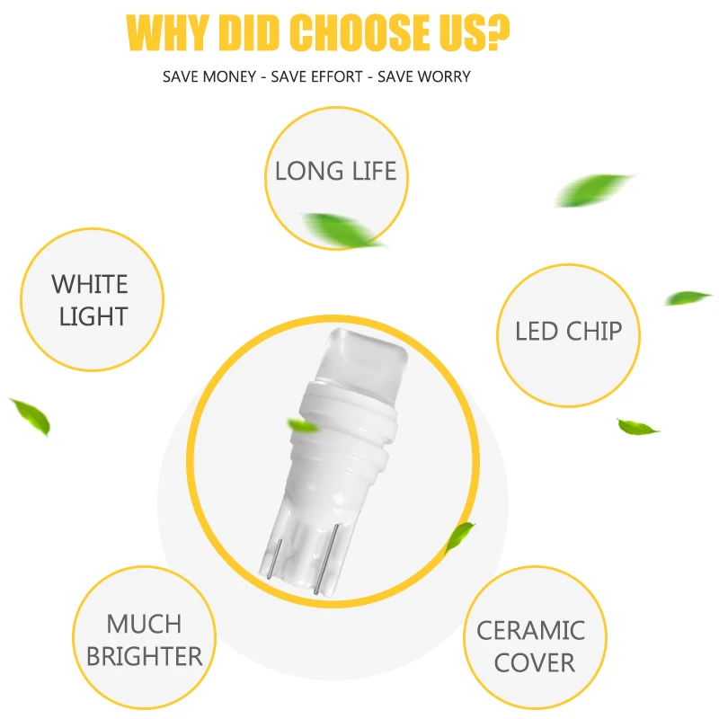 10pcs 1.5W t10 led Bulb Car DRL 3030 SMD 168 194 COB Trunk Turn Signal Clearance Lights Reading Interior Lamp Panel lamp 12V | Автомобили