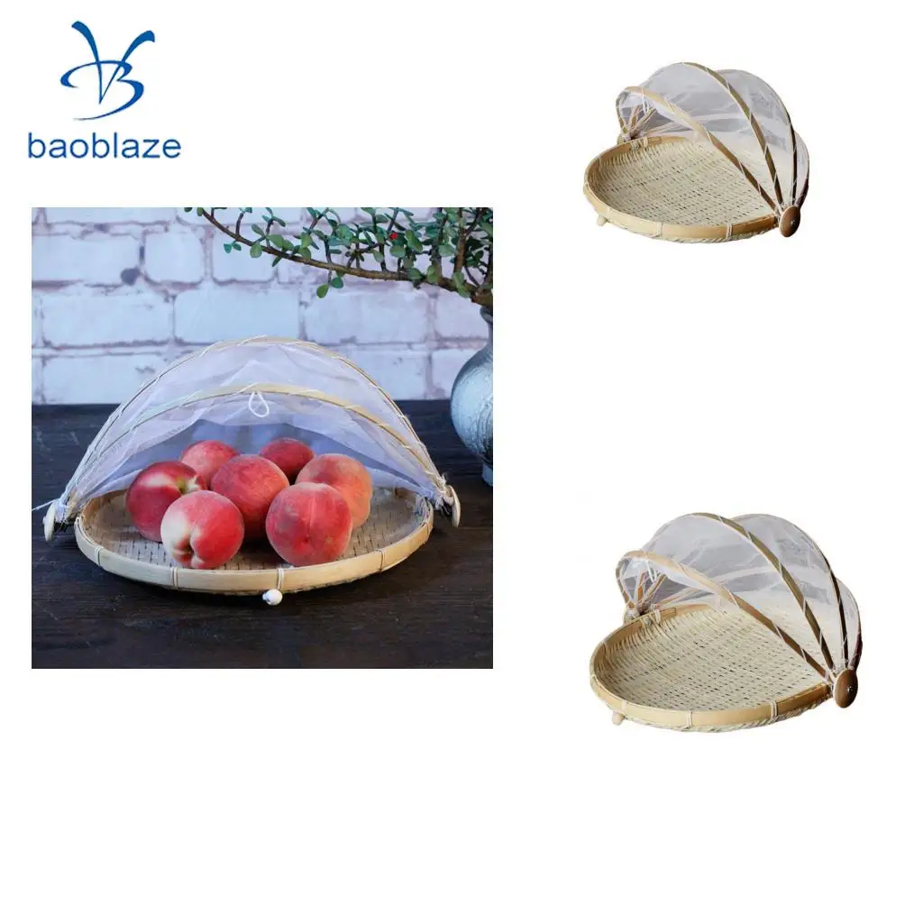 2xbamboo палатка корзина сервировочная Еда Открытый Пикник всплывающий сетчатый