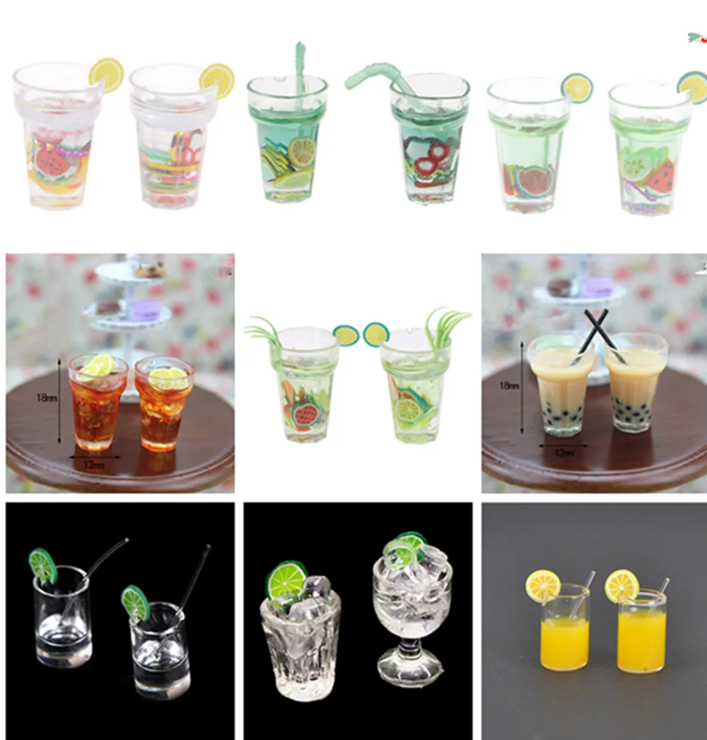 1/2 шт. 1:12 Смола кукольная мини Lemon Milk Чай стакана воды аксессуары для миниатюрного