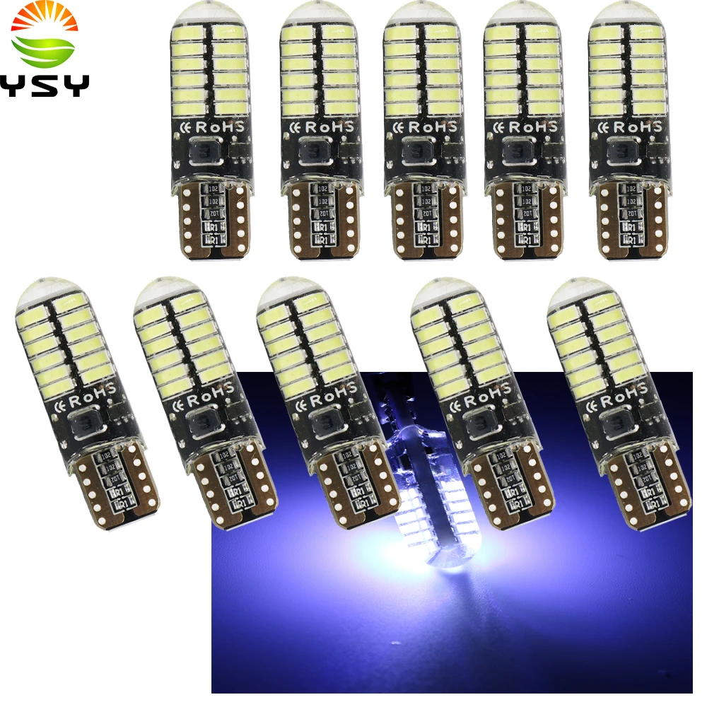 YSY 10 шт. Новый T10 W5W светодиодный силиконовый гелевый свет 194 168 3014 24SMD светодиодные