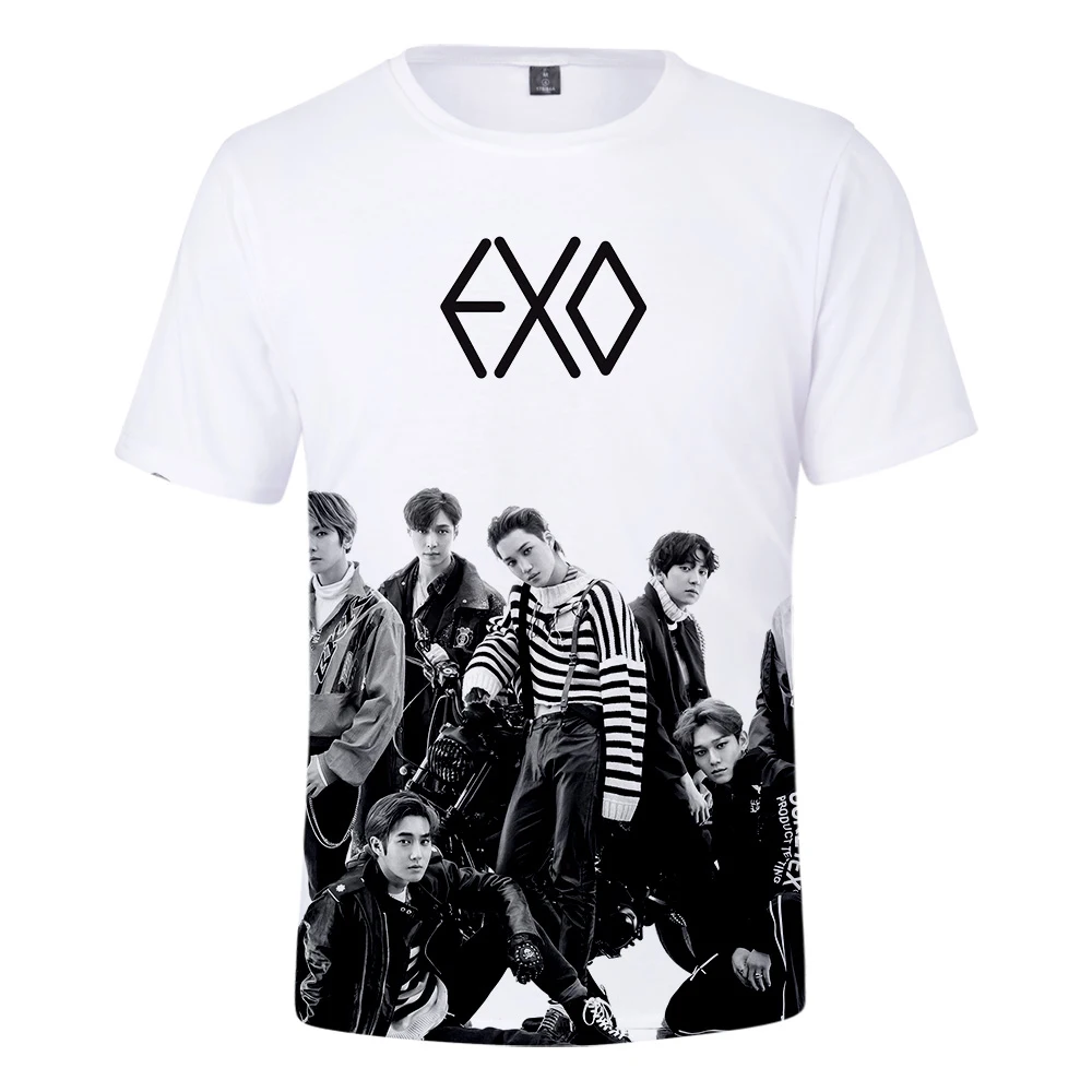 EXO love shot с 3D-принтом женская летняя классная Модная Повседневная рубашка коротким