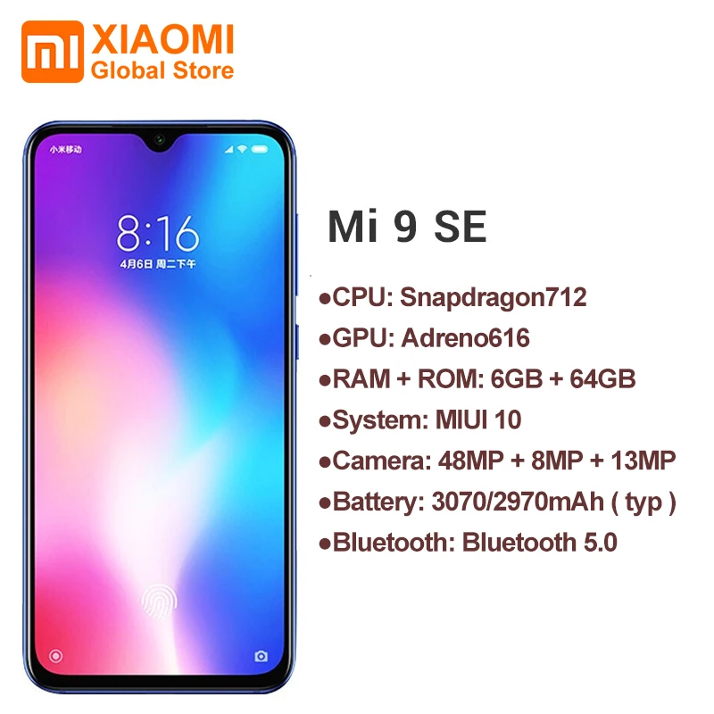 Глобальная версия Xiaomi mi 9 SE 6GB 64GB Snapdragon 712 Octa Core 5 97 &quotAMOLED FHD полный экран 48MP тройной