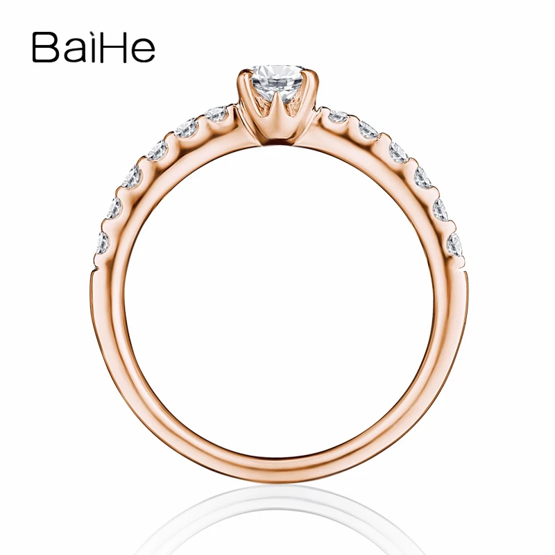 BAIHE Solid 10 K белое золото около 0.25ct Сертифицированный круглый разрезанный муассанит обручальное женское модное модный подарок для ювелирных изделий Кольцо