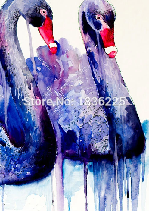 Искусство Фиолетовый Лебедь живопись Античная картина маслом искусство на