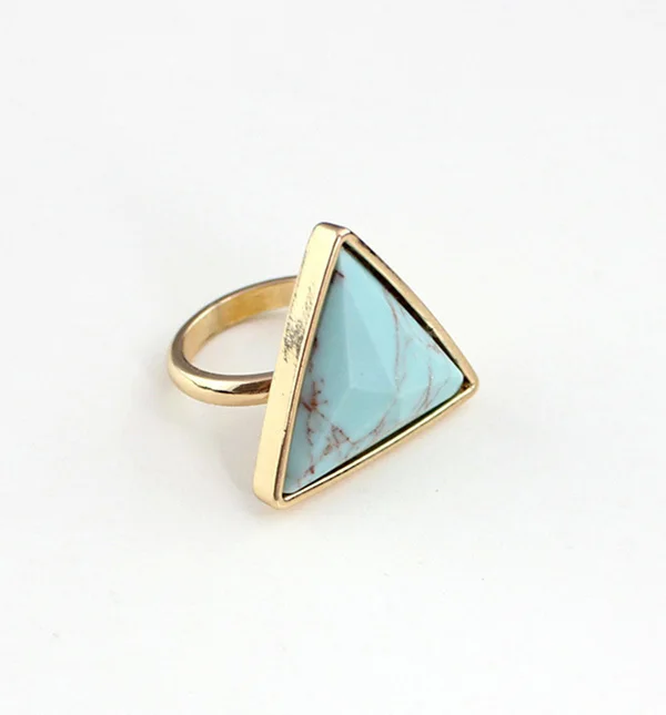 Artilady natural blue turquoise rings for women jewelry europe gold plating triangle shaped ring | Украшения и аксессуары