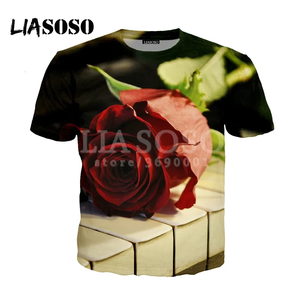 LIASOSO 2018 Новый 3D принт женские и мужские классический дизайн пианино роза цветы