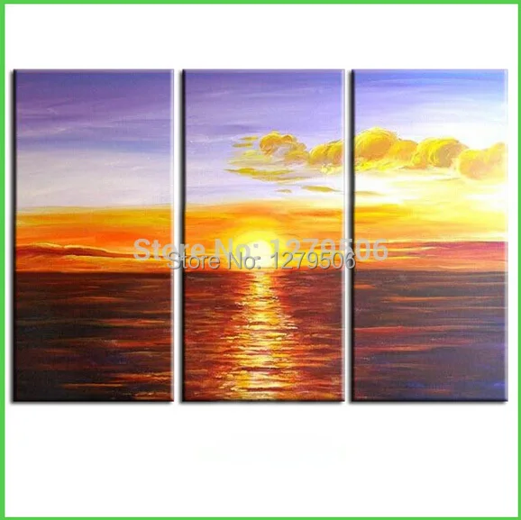 

Hand Painted Abstract Art Oil Paintings On Canvas Sunrise On The Sea For Living Room Wall Decor Paintings