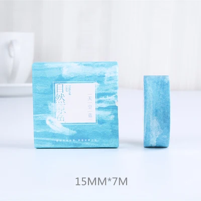 Sky Blue Натуральный Цветной набор декоративного скотча Васи голубое небо фиолетовая звезда розовая Сакура деко бумажные маскирующие ленты Канцелярские товары школьные принадлежности - Цвет: Sky Blue
