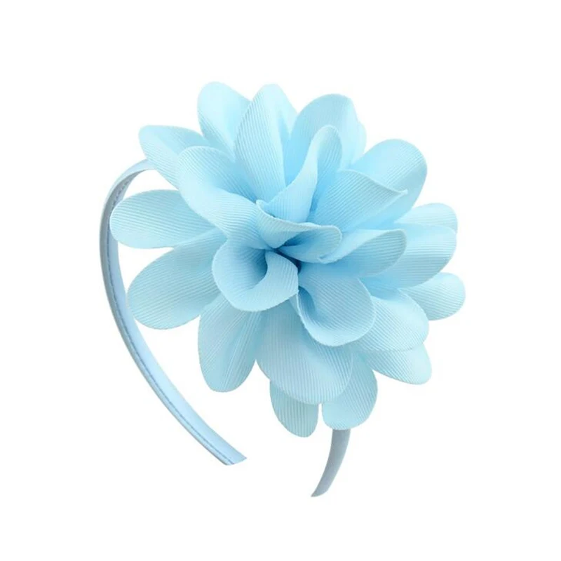 Light Blue 1 шт., детская одноцветная многослойная повязка для волос с большим цветком и бантом для девочек, повязка на голову, милые вечерние головные уборы для девочек на каждый день - Цвет: Light Blue