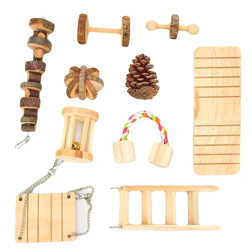 10Pcs Wooden Bell Swing Rabbit Hamster Cat Dog Teether Chew Play Toy Pet Supply New Arrival | Дом и сад