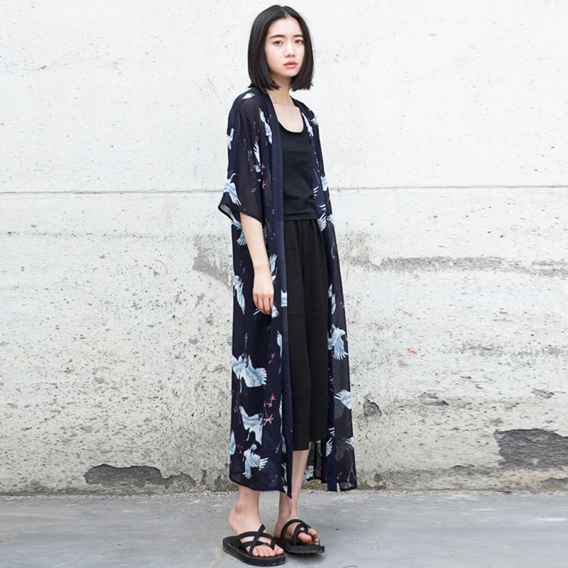 Женское японское кимоно yukata кардиган модная блузка с длинным рукавом в