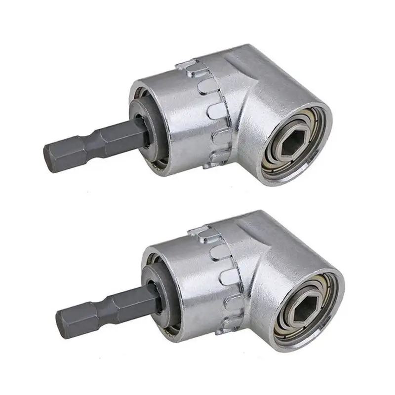 Silver Новая одежда для маленькой девочки 2PCS Правый Угол дрель, 105 градусов многофункциональный правый угол драйвер с 1/4 дюйма для шестигранных бит гнездо отвертка инструмент держатель адаптер - Цвет: Silver