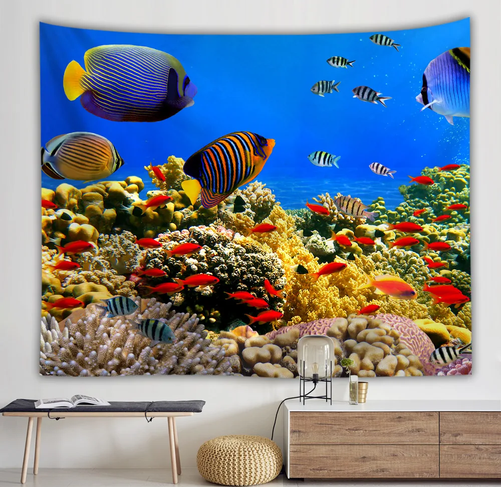 

Undersea word Tapestry Wall Hanging Sandy Beach Throw Rug Blanket Camping Tent Travel Mattress Bohemian Sleeping Pad Tapestry