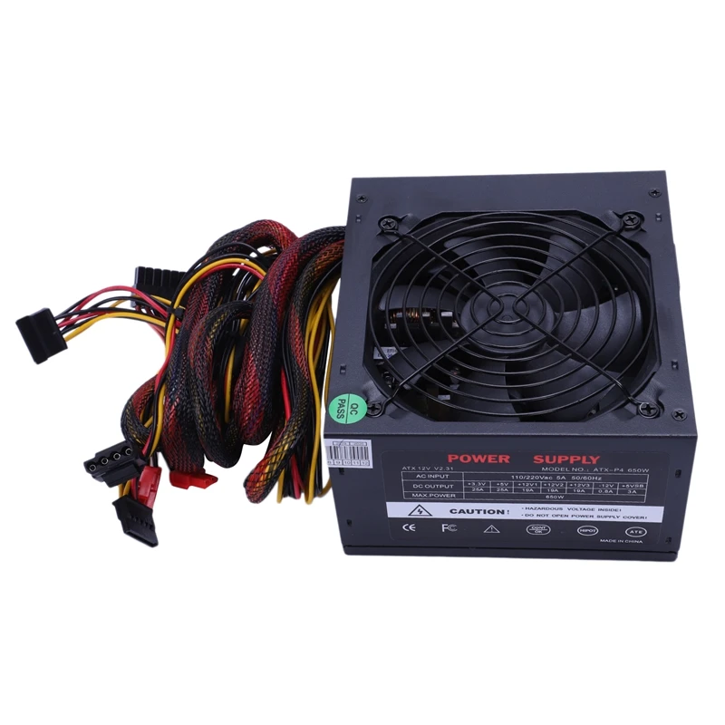170-260V Max 650W источник питания Psu Pfc тихий вентилятор 24Pin 12V ПК компьютер Sata игровой