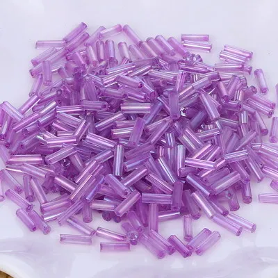 Brilliant Purple 20 г/480 шт размер 2*6 мм цветной серебряный сердечник чешский стеклянный стеклярус трубка для Распорки Ювелирных изделий швейных аксессуаров - Цвет: Brilliant Purple