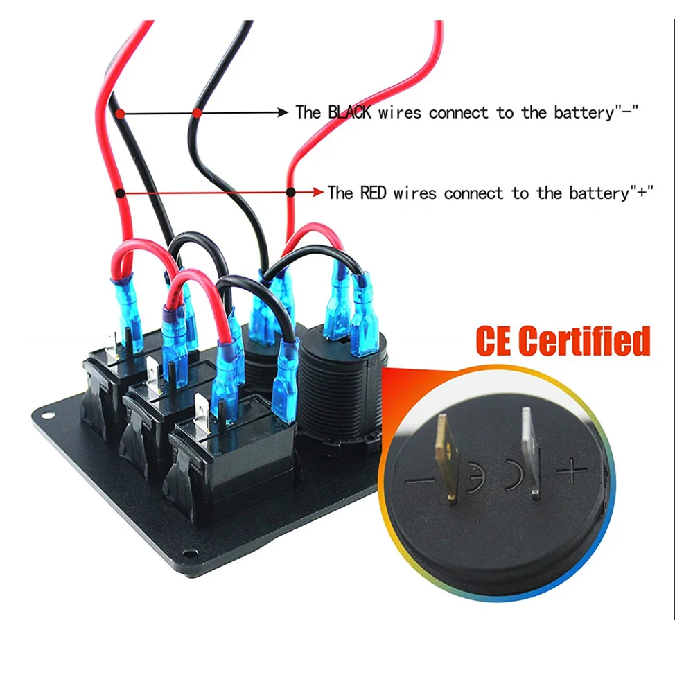 Кулисный Переключатель Панель 3 комплекта 12 24V Мощность разъем Dual USB