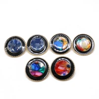 statement round colorful resin oil painting clip earrings accessories