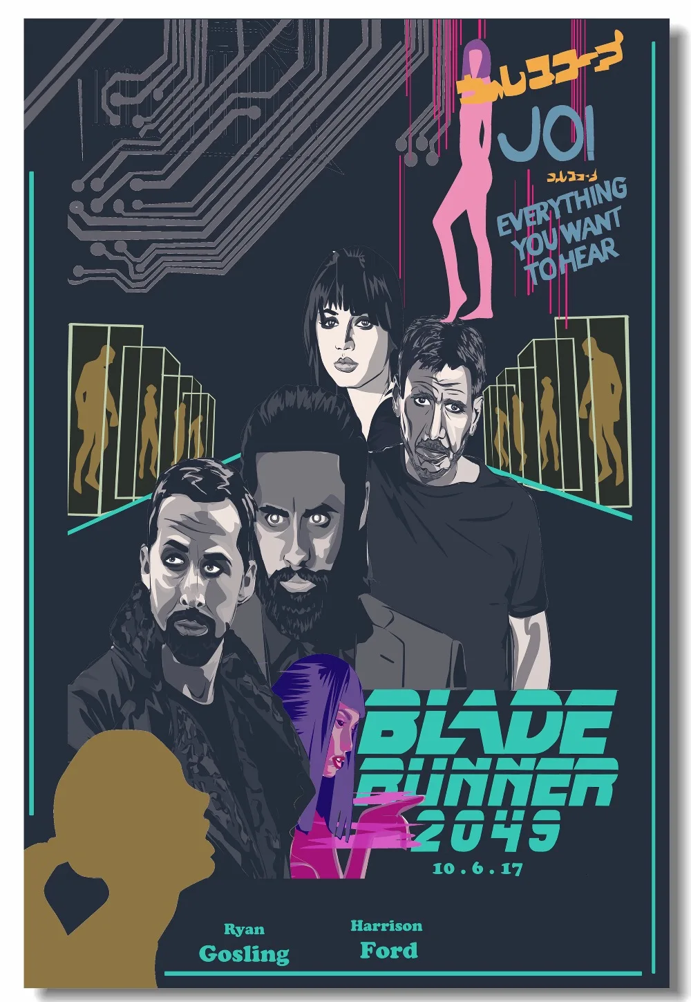 Custom Canvas Wall Mural Cartoon Painting Poster Blade Runner 2049 Stickers Living Room Wallpaper Door Sticker Bar Decals #0216# | Дом и сад