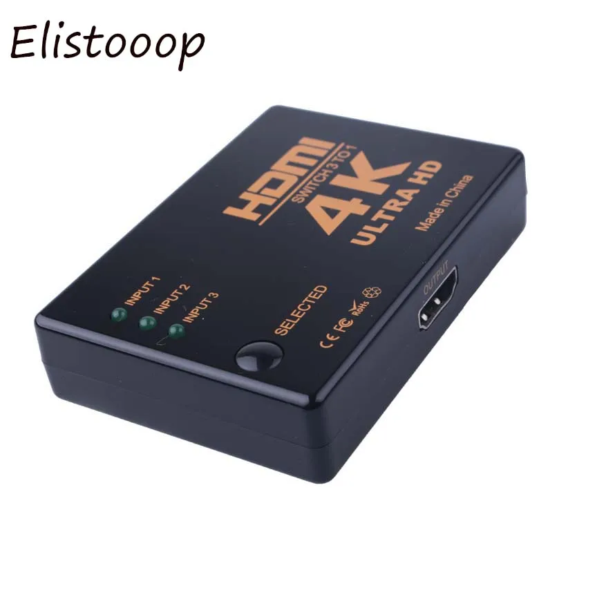 Elistooop HDMI коммутатор разветвитель 4K * 2K 3D Mini 3 порта переключатель в 1 выход порт