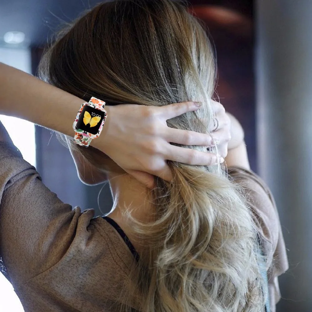 Мягкий силиконовый ремешок для часов Beorcabo с цветочным принтом Apple Watch Band 1 2 3 серии