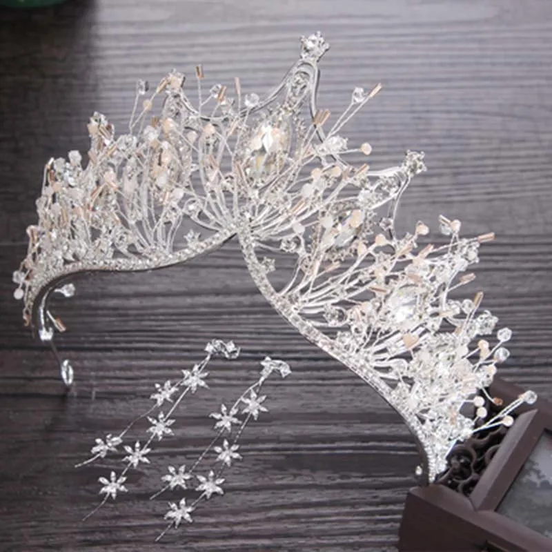 Silvr Crown Clip Ear Барокко кристалл Золотая корона для девочек свадебные аксессуары для волос драгоценные камни свадебная тиара невесты Hairwear для женщин голова принцессы ювелирное изделие - Окраска металла: Silvr Crown Clip Ear