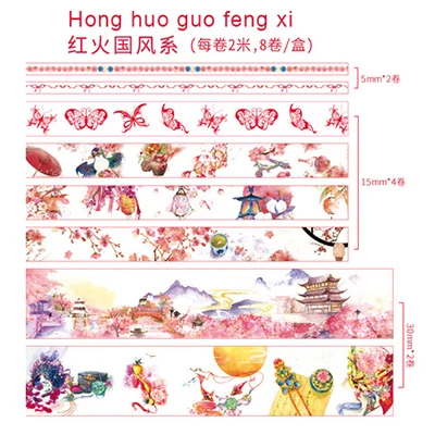 hong huo guo feng xi 8 шт. милые украшения прозрачные Васи клейкие Ленты Kawaii скрапбукинга DIY Планетарная маскирующая лента школьные канцелярские принадлежности учебная поддержка пули журнал - Цвет: hong huo guo feng xi