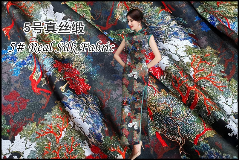 

Thickening Elastic Inkjet Prints Satin Dress Silk Fabric for DIY Silk Dress lycra tissu Fashion Design telas bazin riche getzner