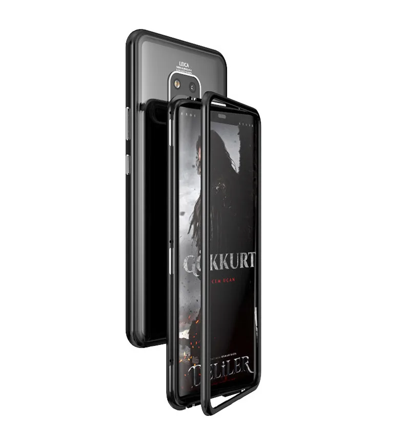 Magnetic Adsorption Case for Huawei P30 P20 Mate 20 Pro Transparent Glass Back Cover Metal Frame Bupmer Protective Coque |