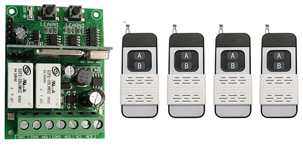 Индивидуальный код обучения DC9V 12V 24V 10A 2CH RF беспроводной пульт дистанционного