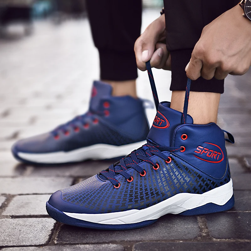 DQG Men Basketball Shoes Breathable Outdoor Anti-skid High Top Leather Sports Gym Athletic Training Sneakers | Спорт и развлечения