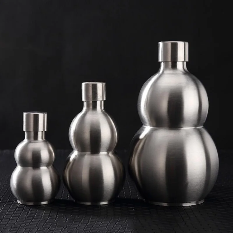 

304# stainless steel gourd wine pot Metal wine bottles portable outdoors
