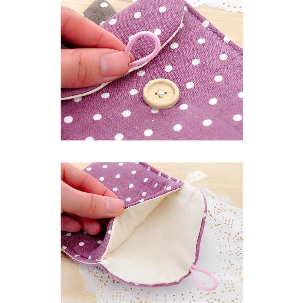 Purple Sanitary Towel Napkin Tampons Personal Holder Easy Bag Girl Organizer 12.5 X 12.2cm Polyester Storage box for female | Дом и сад