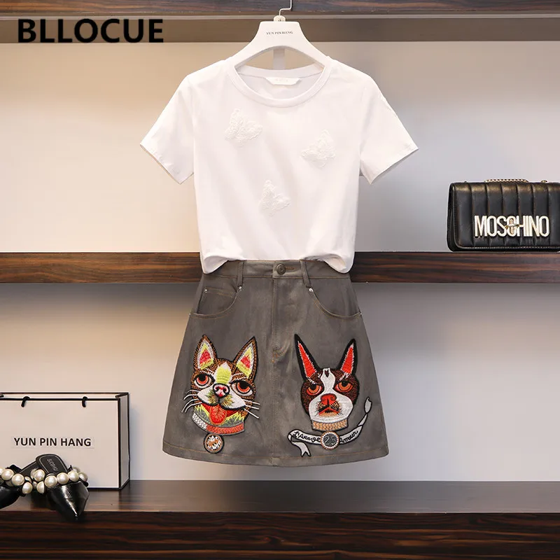Женский костюм из 2 предметов BLLOCUE белая футболка с коротким рукавом и