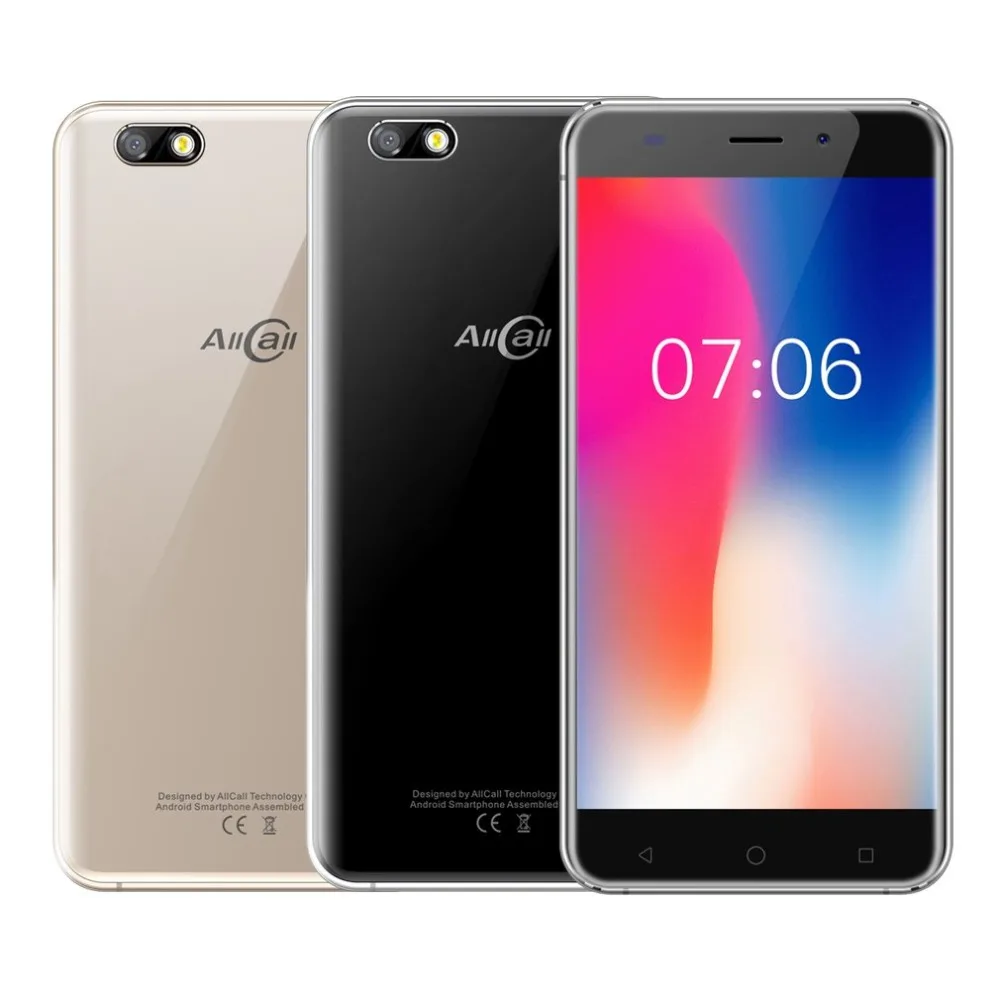 AllCall Мадрид 5,5 дюймов HD две sim-карты Android 7,0 смартфон MT6580 четырехъядерный 1 ГБ ОЗУ 8 Гб ПЗУ 8,0 МП 2300 мАч мобильный телефон