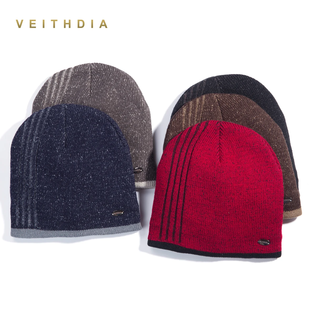 Мужские зимние вязаные шерстяные шапки VEITHDIA шапка в стиле хип-хоп для мальчиков