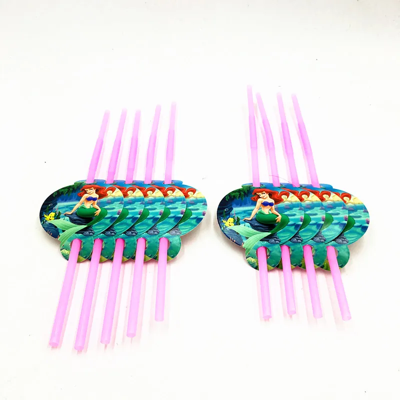 10 шт./лот гибкая соломенная Соломка для дня рождения Русалочки | Дом и сад