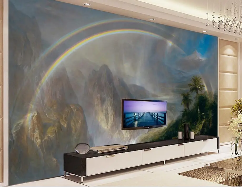 3d фото обои на заказ настенная комната Нетканая Радуга после дождя картина