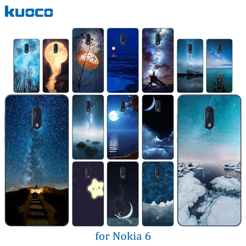 Чехол для телефона Nokia 6 из мягкого ТПУ силикона тонкий с узором ночного неба