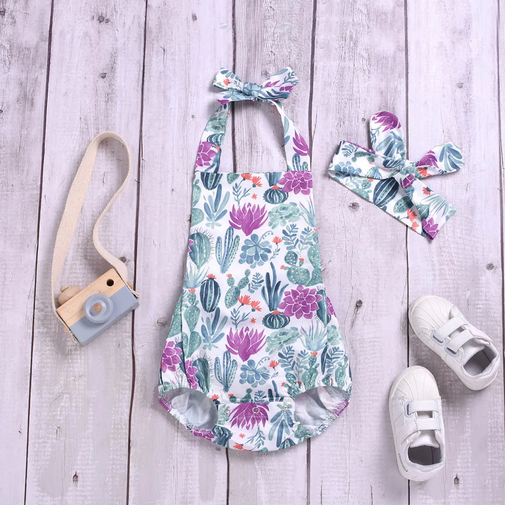 Детское боди одежда для маленьких девочек летнее хлопковое без рукавов с принтом