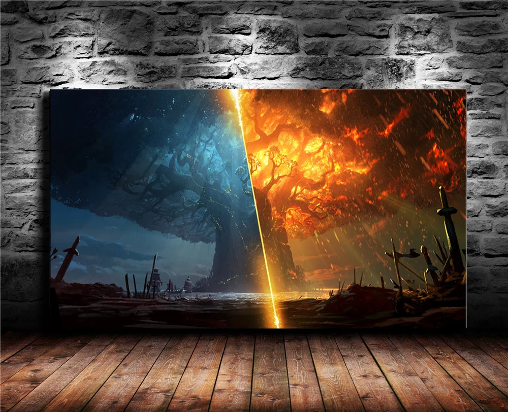 Игра печати плакатов Teldrassil сжигание World of Warcraft Битва за Азерот холст картины фан-Арт Декор стены Куадрос Decorcion
