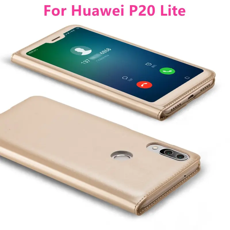 Чехол с окошком для Huawei P20 P20Lite откидной из искусственной кожи Pro Lite защитный чехол