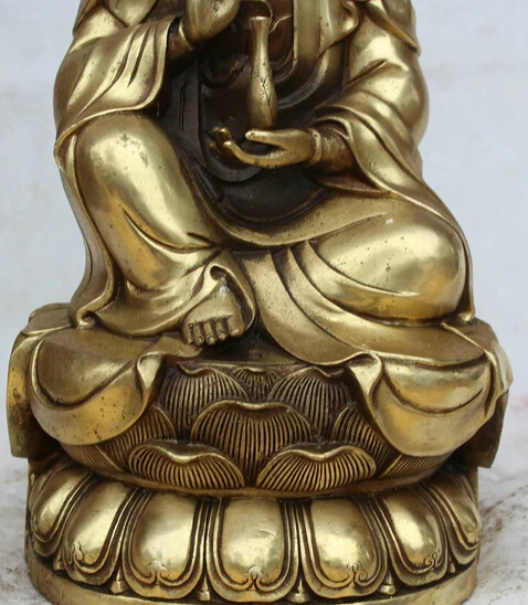 JP S61 17&quot Chinese Buddhism Brass Seat Kwan-yin Guan Yin Goddess hand Hold Vase Statue Discount 35% | Дом и сад