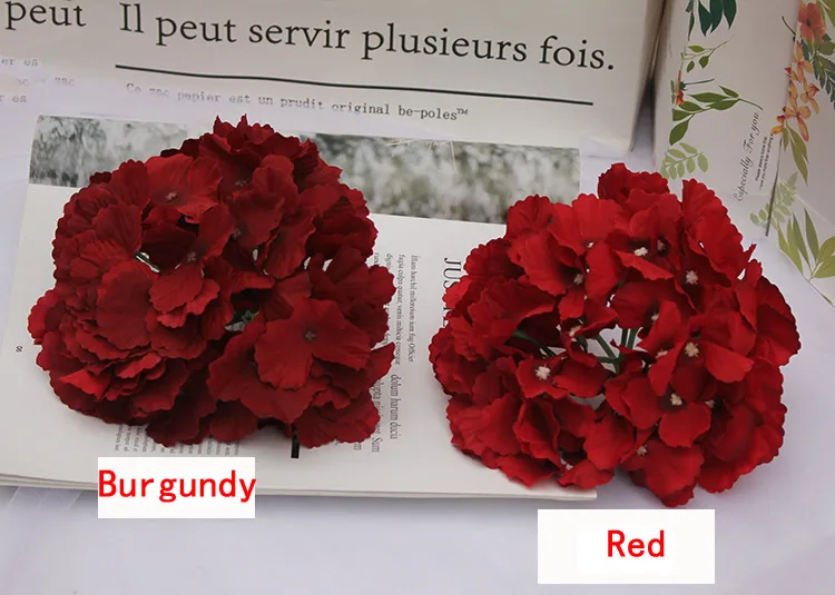 Kyunovia 20 шт./партия Бордовый шелк соцветия гортензии DIY Свадебная вечеринка украшения стены фон цветок 54 шт. лепестковая композиция
