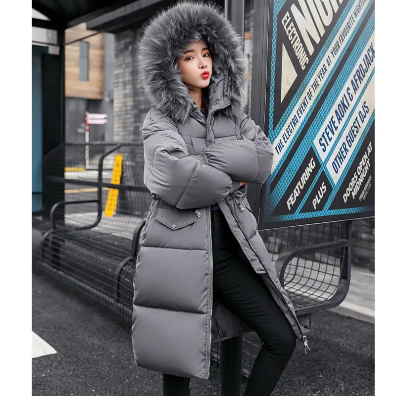 2018 зимнее женское пуховое пальто Модный женский большой меховой воротник утка